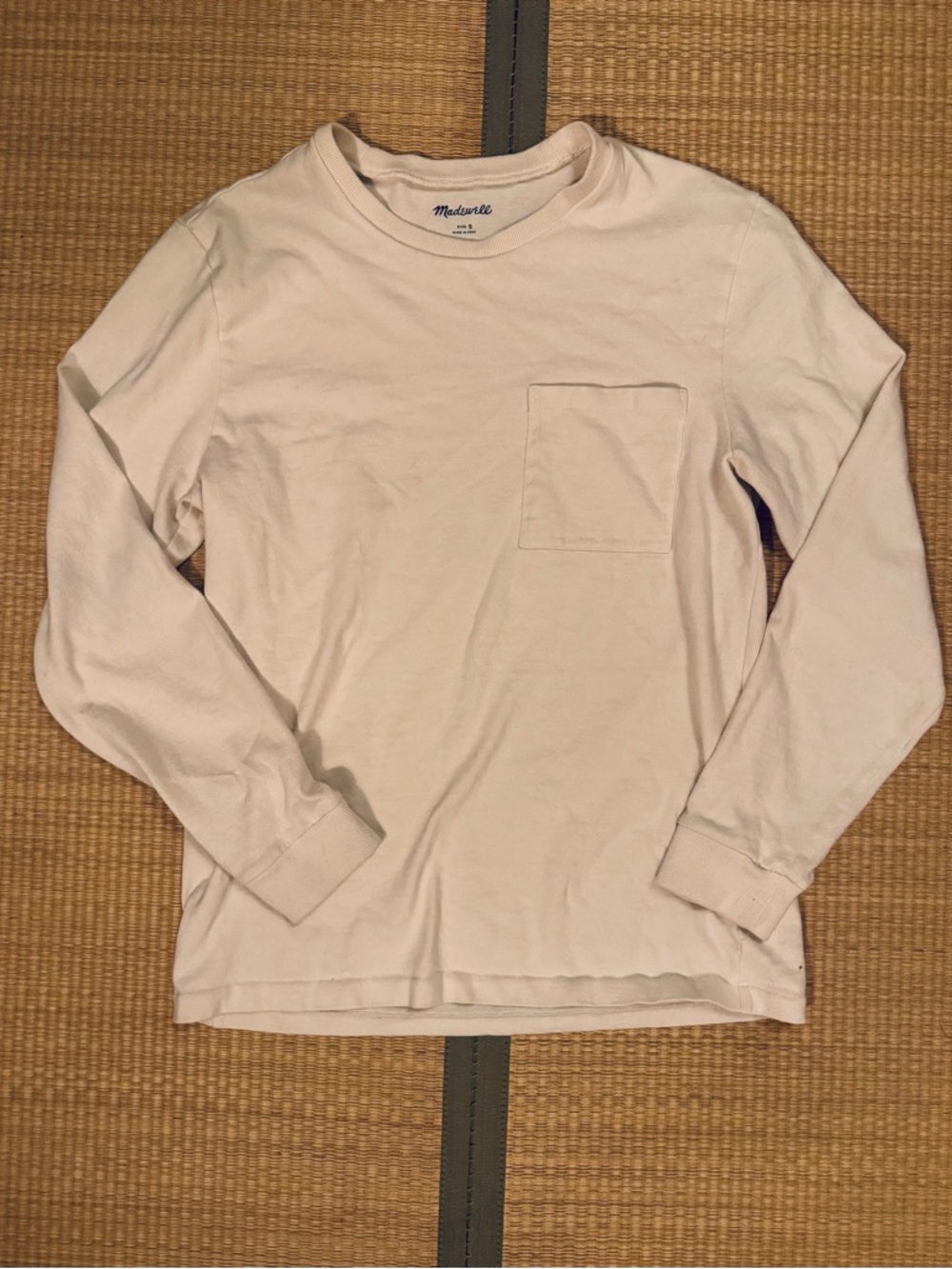 Madewell Cream Long Sleeve Pocket Tee